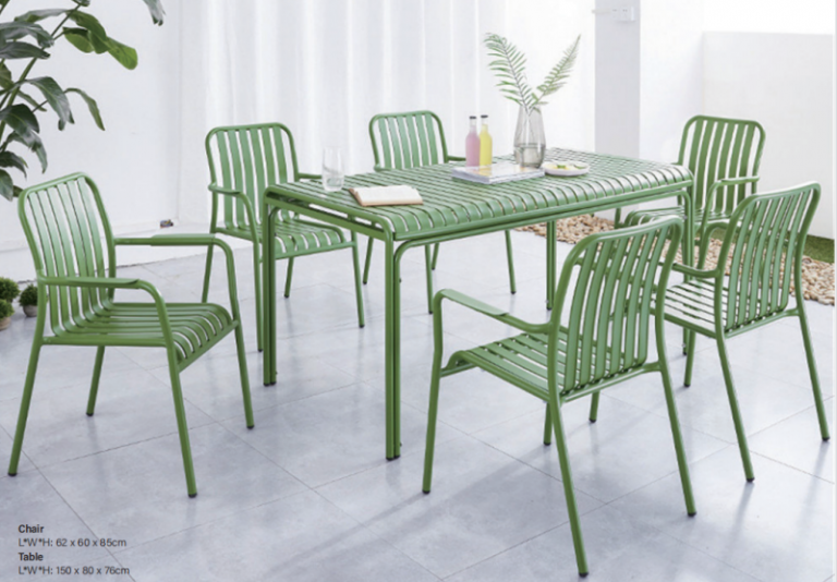 aluminum dining set 6pcs chair