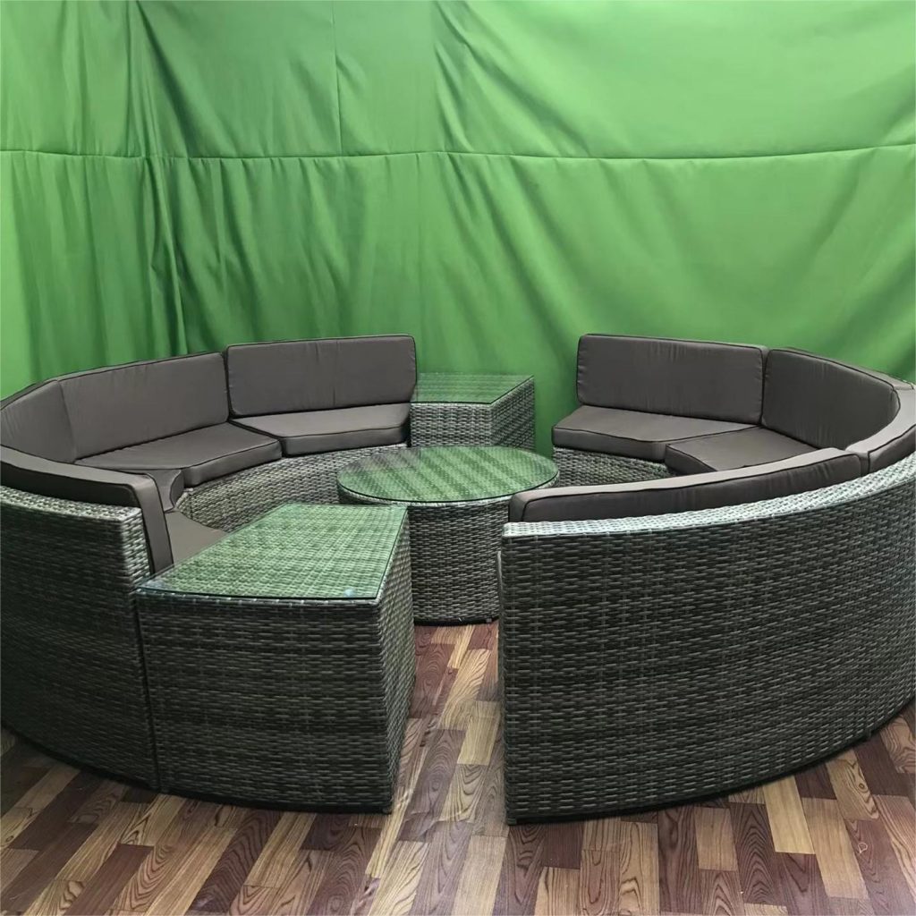 dark grey patio outdoor living rattan sofa set