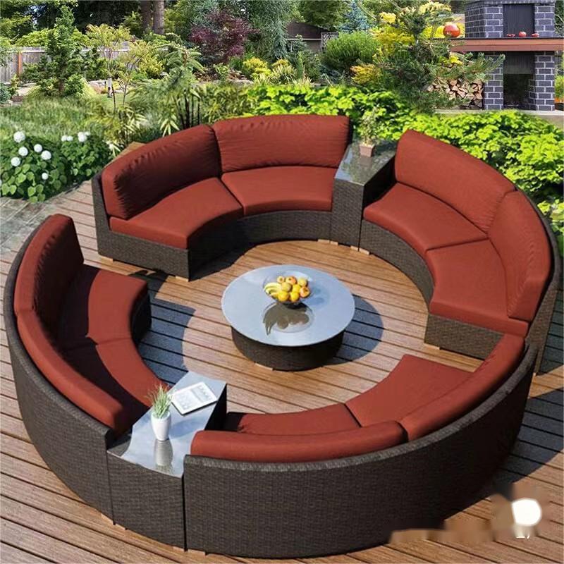 outdoor rattan round shape sofa