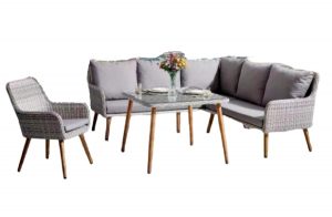 Rattan corner sofa with dining table