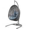 Patio wicker swing chair with stand