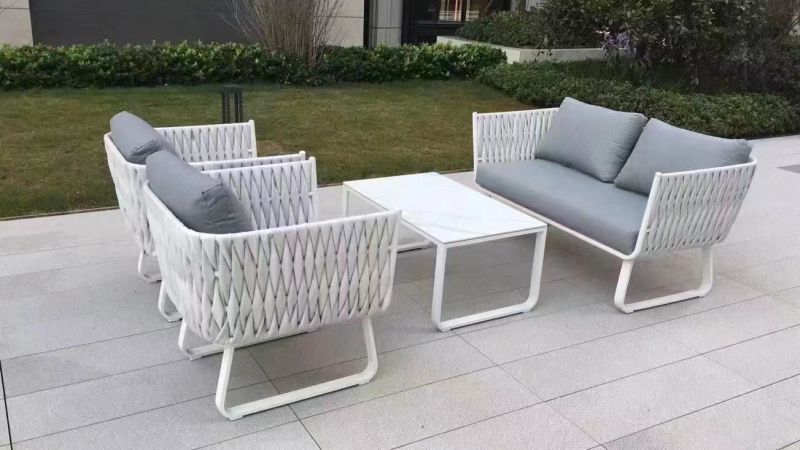 luxury aluminum sofa set with rope weaving