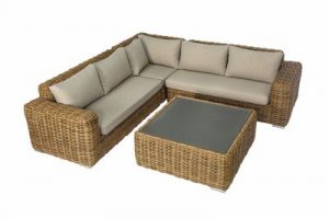 Luxury round rattan natural color corner sofa