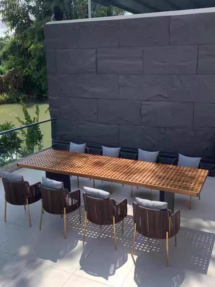 custom outdoor teak dining set