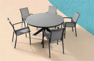 Round garden table and chairs